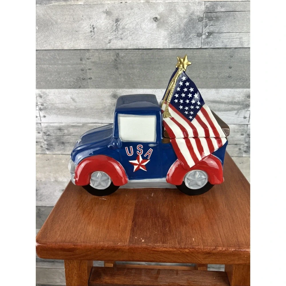 DAVID'S COOKIES CERAMIC CANISTER JAR 4TH OF JULY EDITION